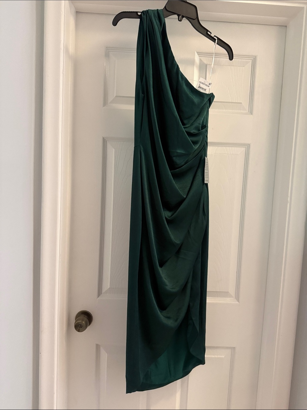 Elliatt One-Shoulder Deep Emerald Draped Gown